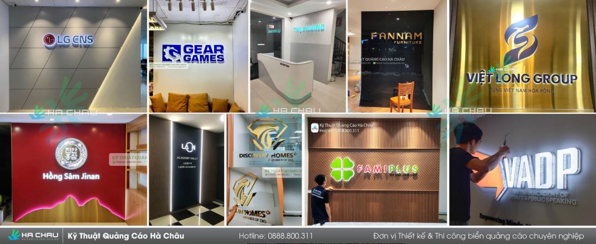 Thi công làm Logo Backdrop công ty, văn phòng, cửa hàng